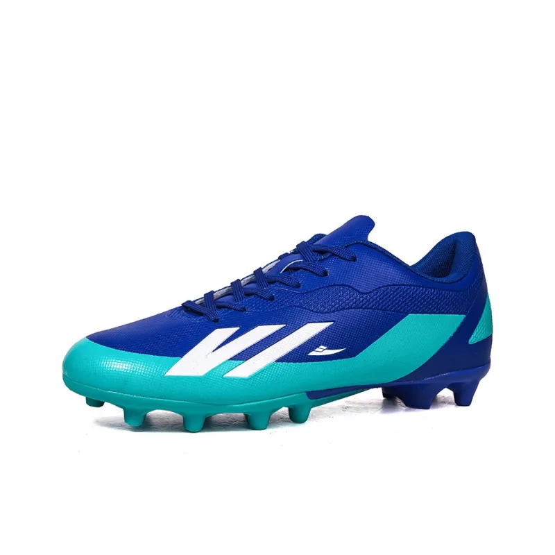 Kuding Soccer Shoes Unisex Low Top Black Royal Blue/Lake Blue/White/Orange Red-1