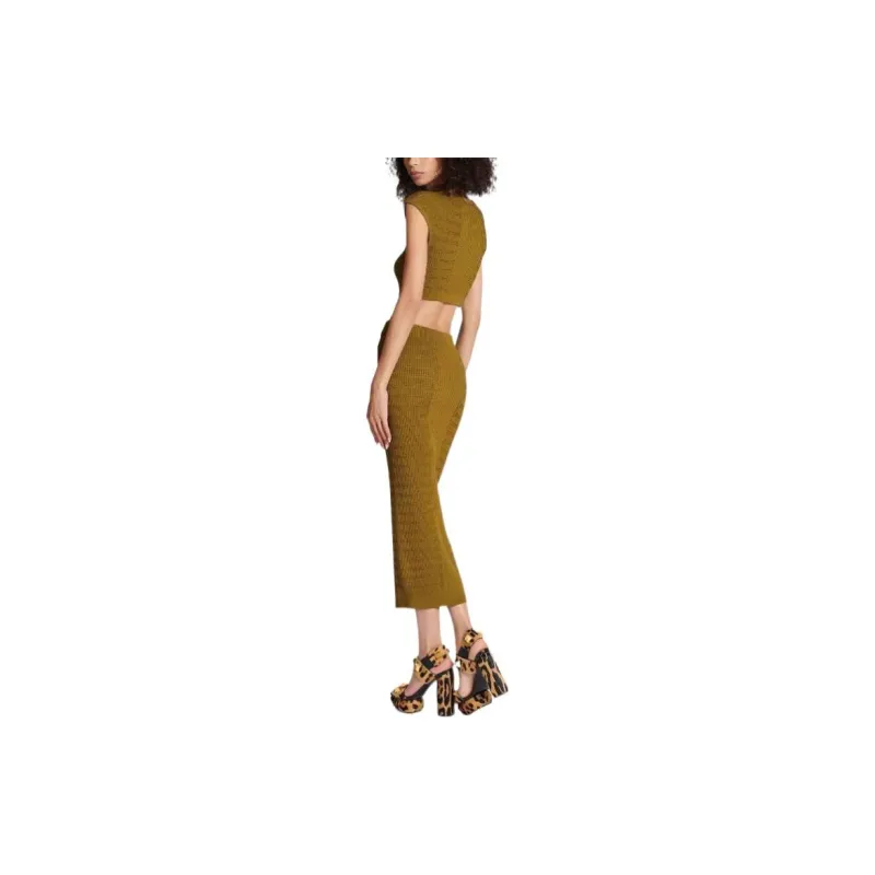 BALMAIN SS23 Skirt Women's Yellow Green-3