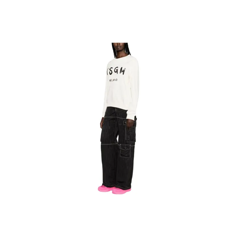 MSGM Logo Printed Ribbed Sweatshirt-2