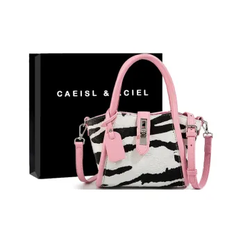 CAEISL&KCIEL Polyurethane Synthetic Leather Handbag, Crossbody Bag Women's Zebra Print Pink