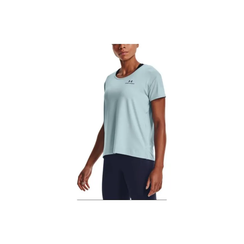 Under Armour RUSH Drop Shoulder Sleeve T Shirt Women's Blue-4