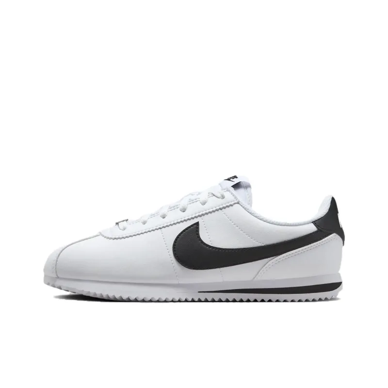 Nike Cortez Anti Slip Wear Resistant Low Top Kids' Skateboarding Shoes White Black Unisex-0