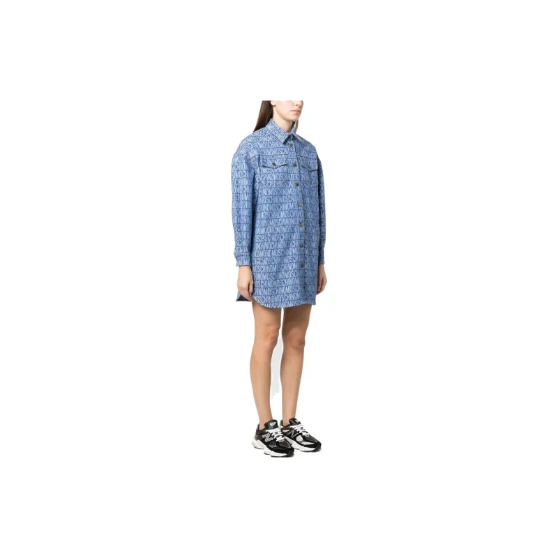 MOSCHINO Long Sleeved Dresses Women's Blue-3