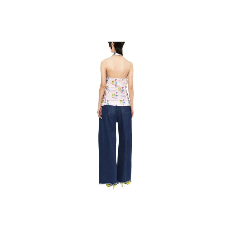GANNI Floral Ruched Halterneck Top-2