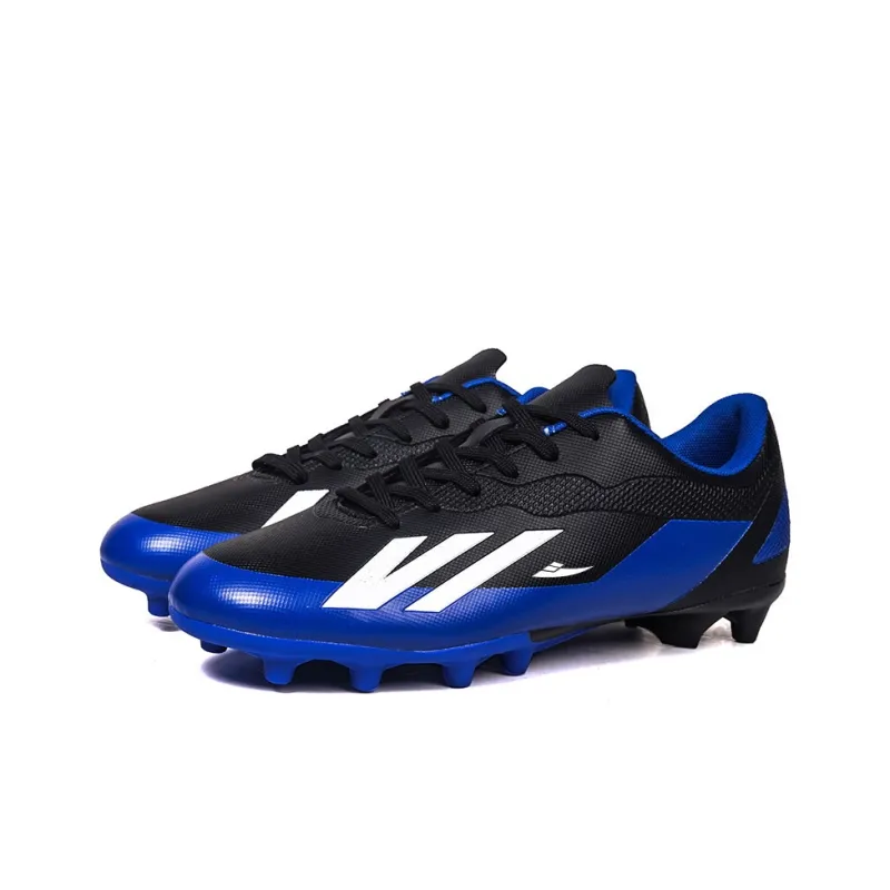 Kuding Soccer Shoes Unisex Low Top Black Royal Blue/Lake Blue/White/Orange Red-5
