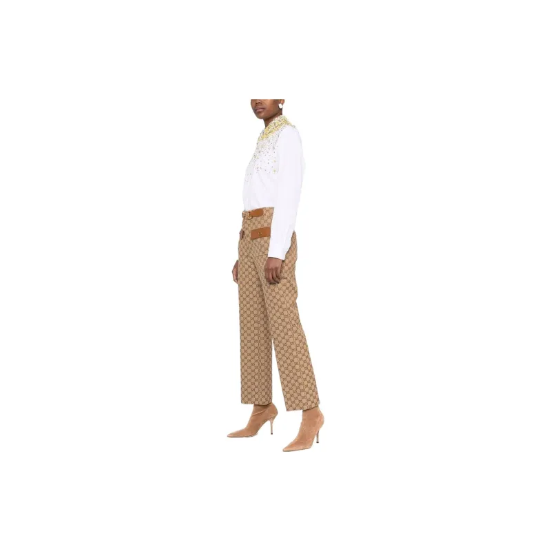 GUCCI Monogram pattern Straight leg Trousers-3
