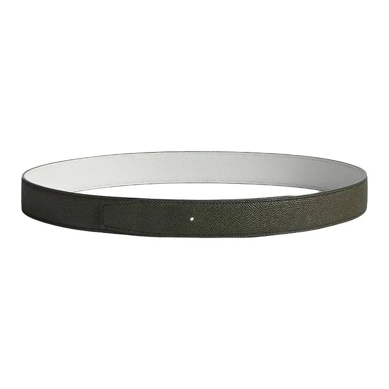 HERMES Calfskin Leather Belts Unisex White Green Width: 3.2CM-1