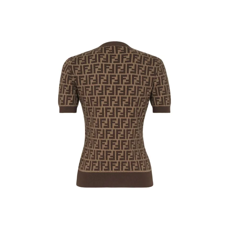 FENDI Ff Jacquard Short Sleeved Crewneck Jumper-1