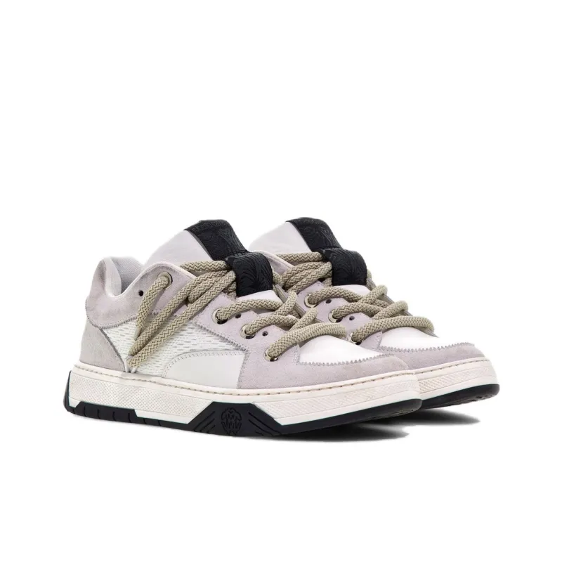 Roberto Cavalli Low-Top Skateboard Shoes Men's White Purple-2