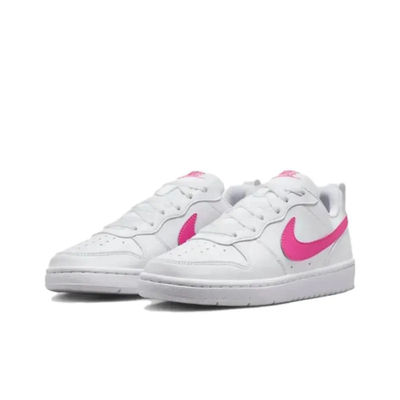 Nike Court Borough Anti Slip Wear Resistant Low Top Kids Lifestyle Shoes White Pink Unisex-2