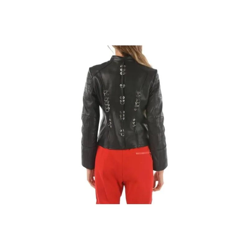 DIESEL Leather Jackets Women's Black-3