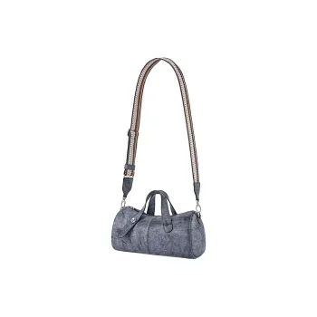 AMAZING SONG Cow Leather Handheld Shoulder Bag Crossbody Bag Boston Bag Style Unisex Blueberry/Hazelnut