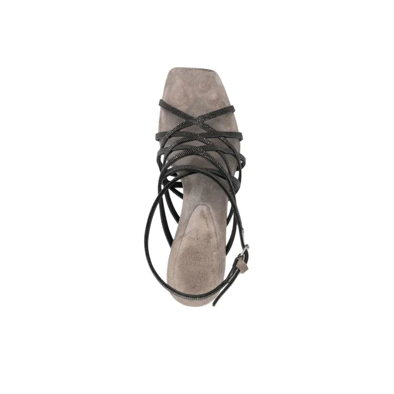 Brunello Cucinelli 110mm Heeled Suede Sandals Women's-4