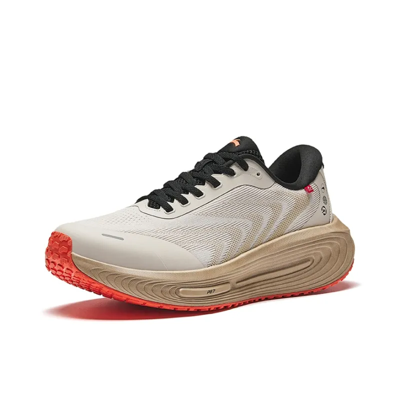 Anta Running Collection Anti Slip Wear Resistant Low Top Sprint Running Shoes Men's Beige Brown-1