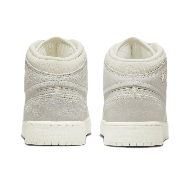 Jordan Air Jordan 1 Anti Slip Wear Resistant Mid Top Kids Lifestyle Shoes Ivory White Grade School-3