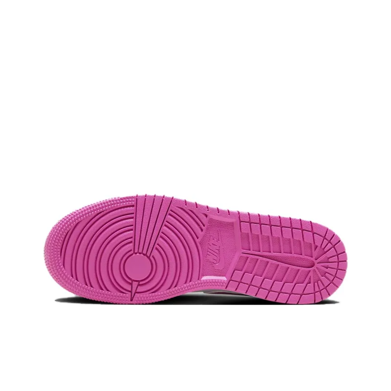 Jordan Air Jordan 1 Slip-Resistant Cushioning Wear-Resistant Low-Top Children's Basketball Shoes White Pink Teenagers-4