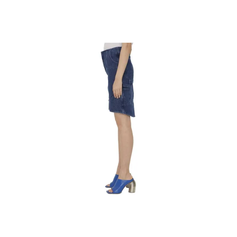 OFF-WHITE Logo Patch Denim Midi Skirt-1