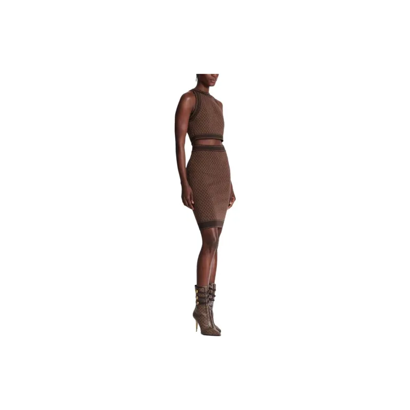 BALMAIN Mini Monogram Jacquard Skirt-4