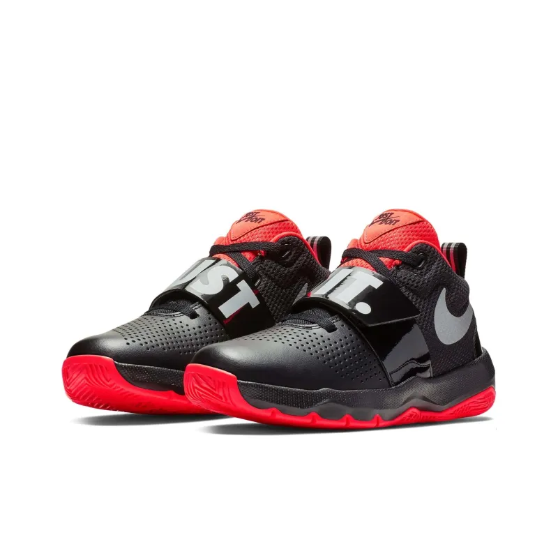 Nike Team Hustle D 8 Slip Resistant Shock Absorbers Low Top Children's Basketball Shoes Black Red White Teenagers-2