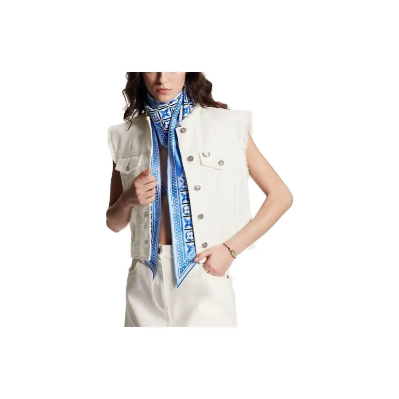 LOUIS VUITTON Frayed Hem Sleeveless Denim Jacket-3