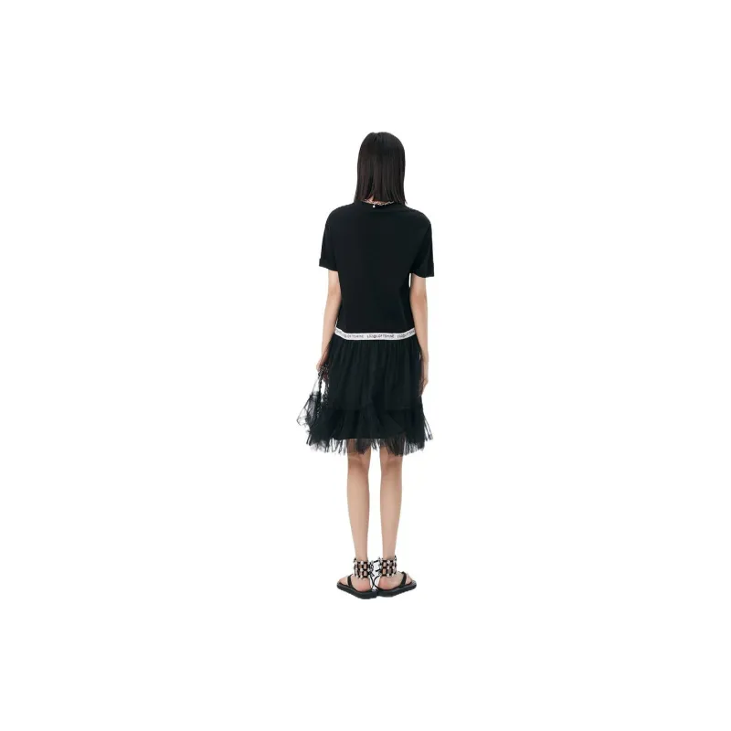 LOFT SHINE A-Line Skirt Dress Black-2