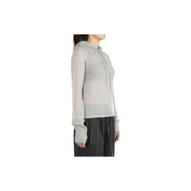 AMOMENTO Drawstring Hood Knit Hoodie-2