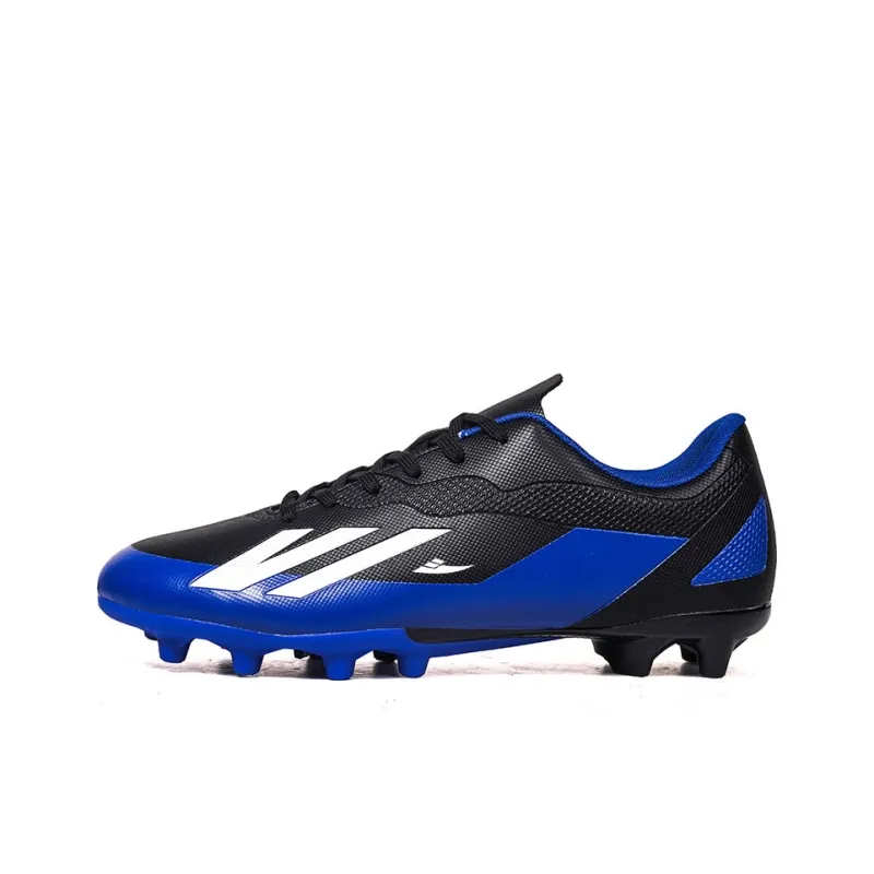 Kuding Soccer Shoes Unisex Low Top Black Royal Blue/Lake Blue/White/Orange Red-3