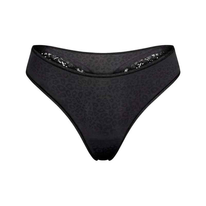 SKIMS FW24 SHINE FOUNDATIONS LACE THONG Underpants Women's 1 Pack ONYX MICRO LEOPARD PRINT/Agate Micro Leopard Print-0