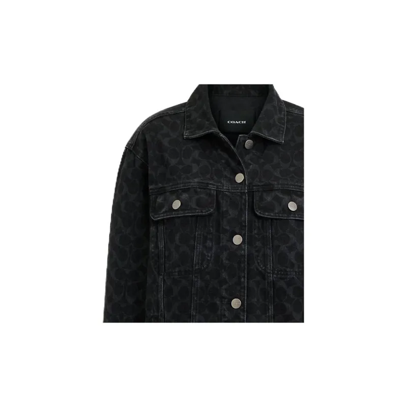 COACH Denim Jacket Women's Black-4