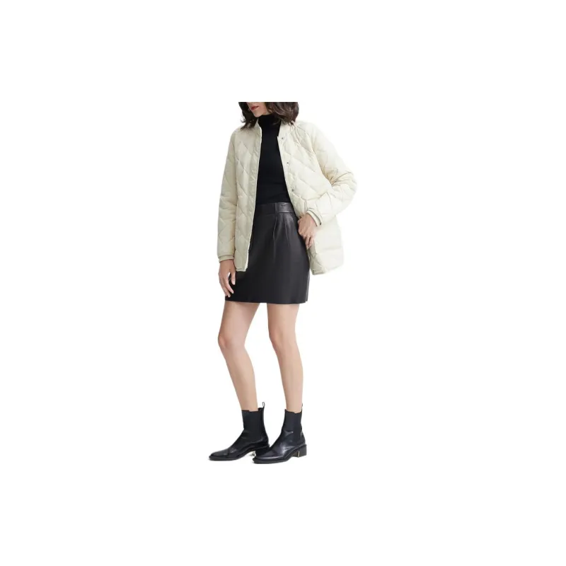 THEORY FW22 Diamond Baseball Collar Fitted Moderate Regular Edition Down Jacket Women's Milk White-1