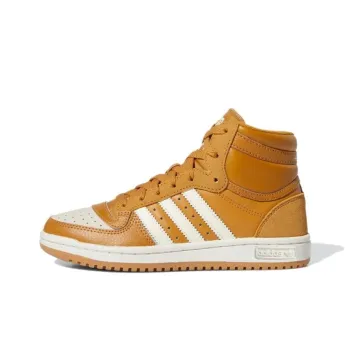 Adidas Originals Top Ten Anti Slip Wear Resistant High Top Kids' Skateboarding Shoes Yellow White Teenagers