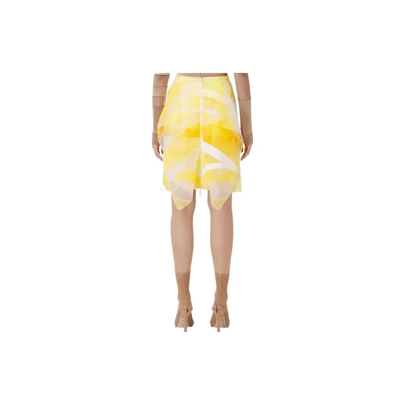 Burberry Flag Intarsia Tulle And Silk Skirt 'Pale Tulip Yellow'-2