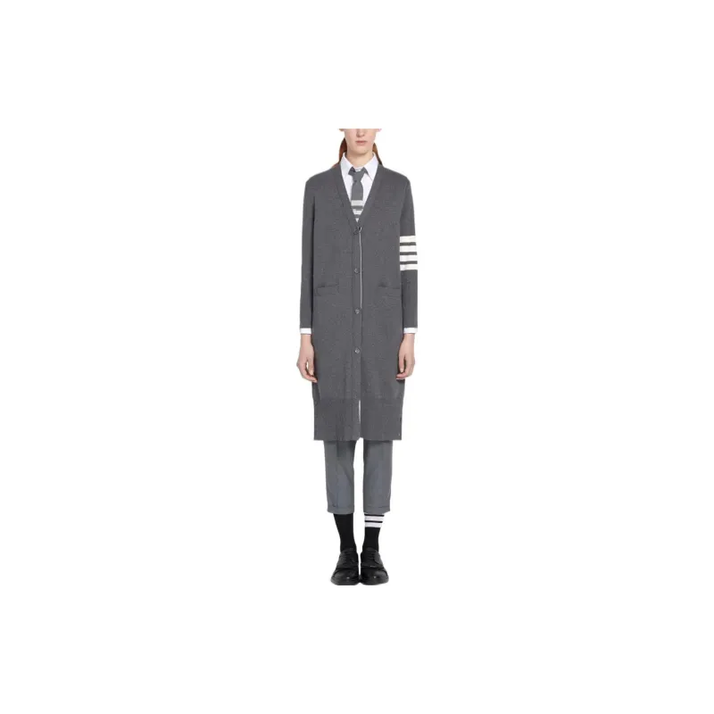 THOM BROWNE 4 Bar V neck Long Cardigan-1