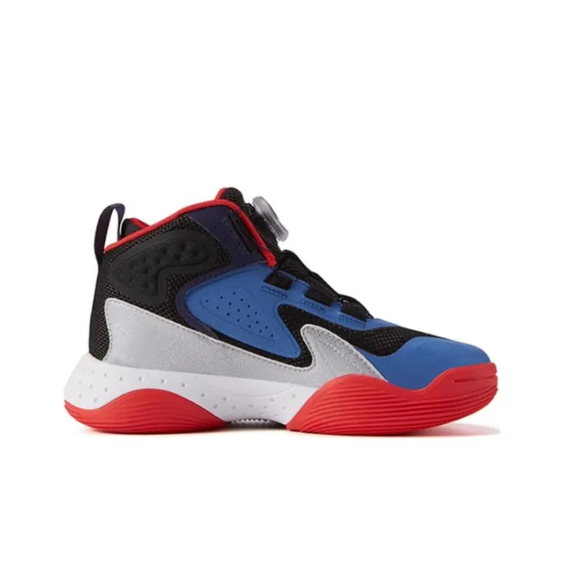 FILA KIDS BOA Abrasion Resistant Rebound Support Mid Top Children's Basketball Shoes Black Blue Teenagers-1
