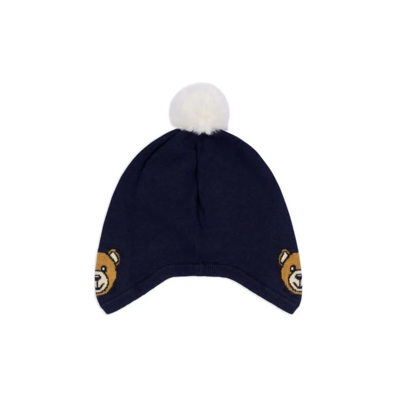 MOSCHINO Teddy Bear motif Pompom Beanie-0