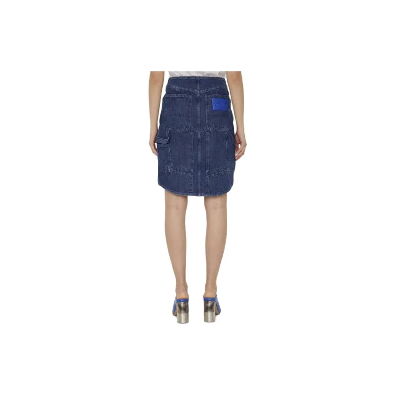 OFF-WHITE Logo Patch Denim Midi Skirt-3