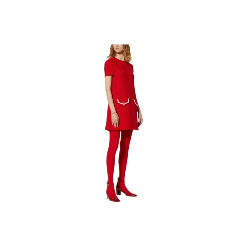 Valentino ROSSO Chinese New Year Short Sleeved Dresses Women's Red-3