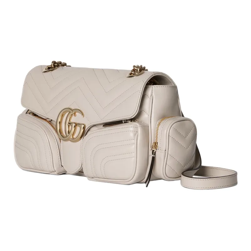 GUCCI GG Marmont Leather Crossbody Bag Shoulder Bag Small Size Women's Ivory-1