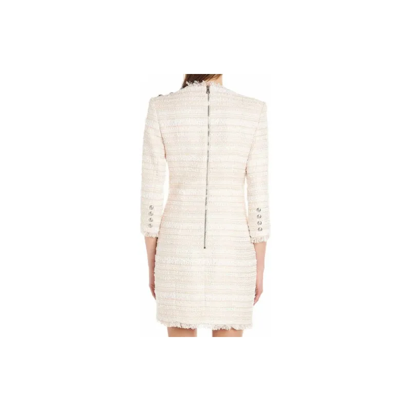 BALMAIN Long Sleeved Dress Women's Ecru-1