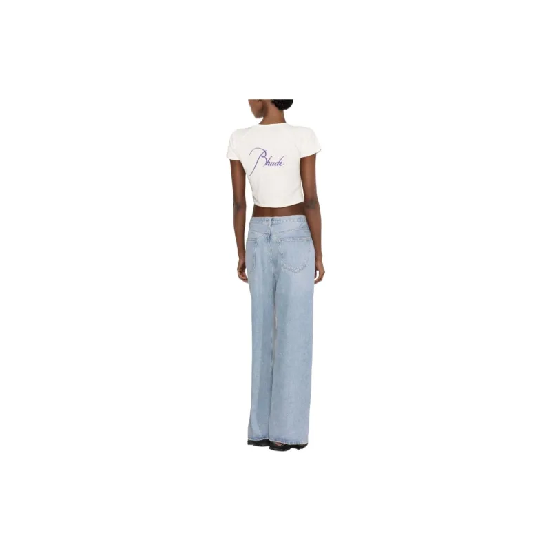 RHUDE Logo Baby Tee 'Cream/Lilac'-2