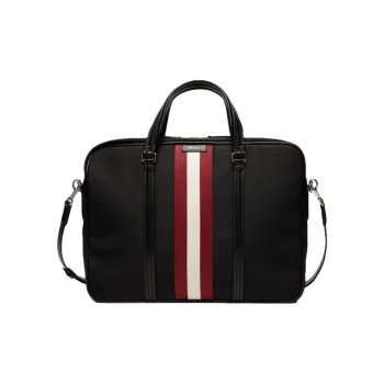 BALLY Cow Leather Briefcase Large Size Men's Black