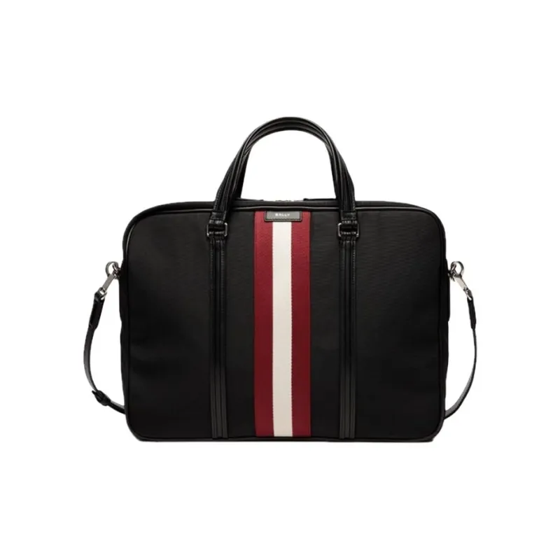 BALLY Cow Leather Briefcase Large Size Men's Black-0