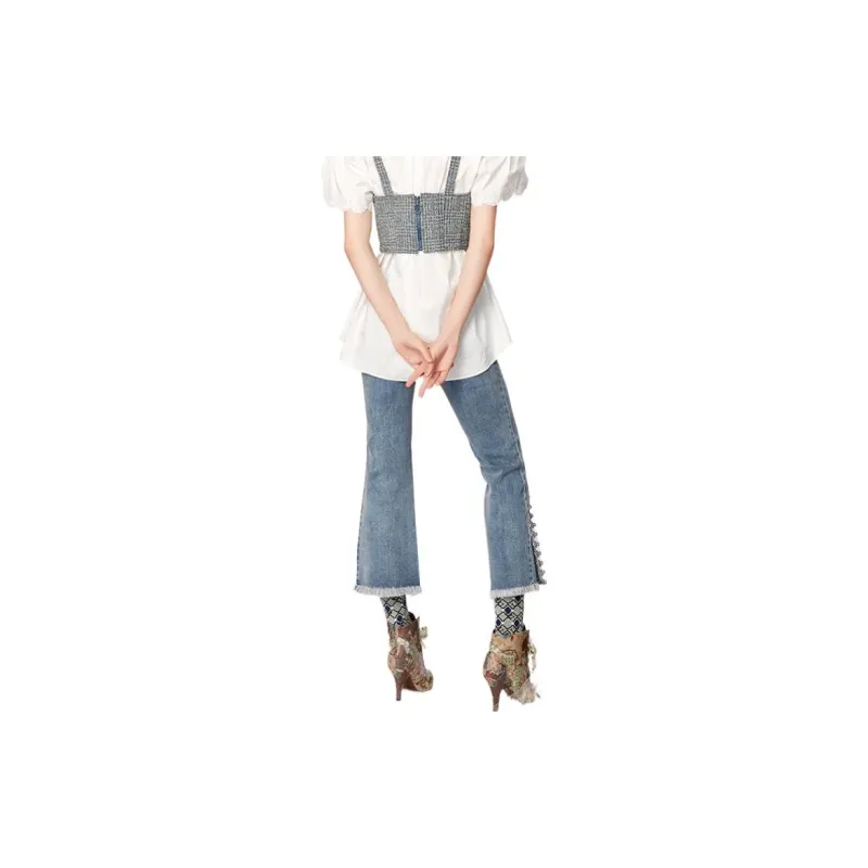 LULUALWAYS FW21 Flared Pants Jeans Women's Blue-2