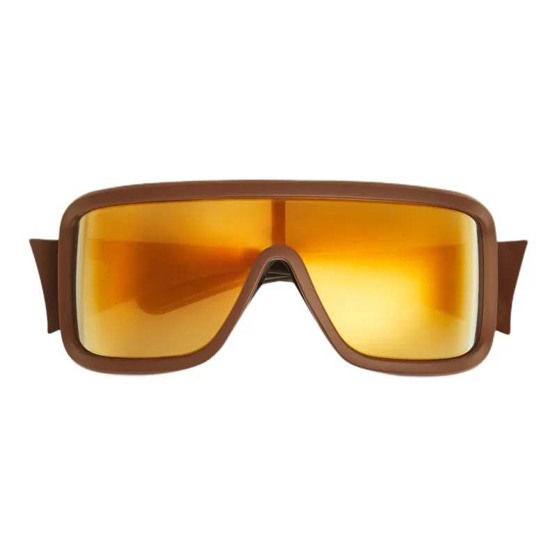 Moncler Injection Molded Plastic Rectangular Sunglasses Unisex Brown-1