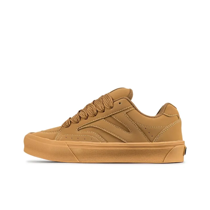 VFDF Puffy Shoes Wear Resistant Slip Resistant Low Top Skateboard Shoes Unisex Wheat-0