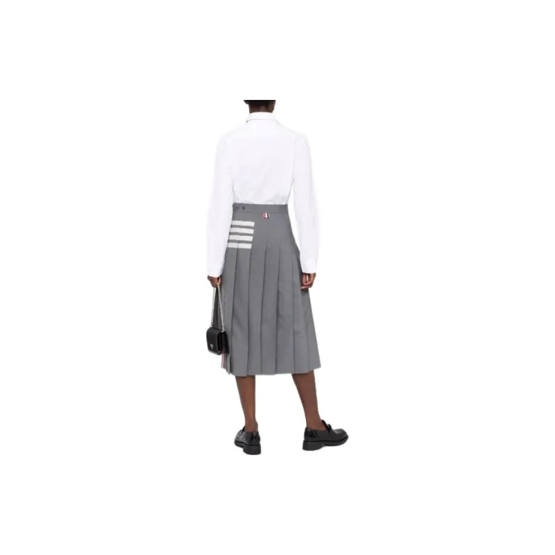 THOM BROWNE Pleated Asymmetric Midi Skirt-2