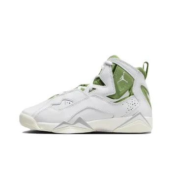 Jordan True Flight Non slip Wear resistant Shock Absorption High Top Children's Basketball Shoes White Green Teenagers