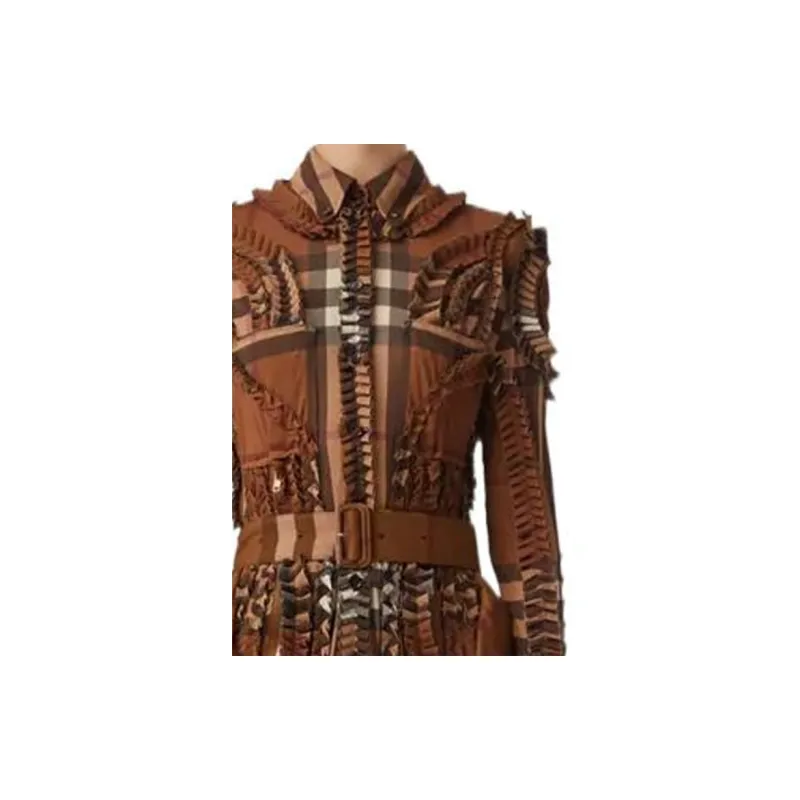 Burberry FW22 Long Sleeved Dress Women's Brown-2
