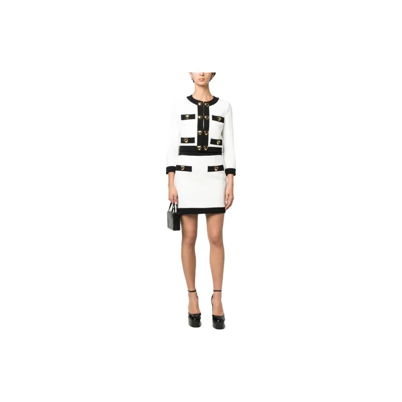 MOSCHINO Heart Embellished Long Sleeved Cropped Jacket-1