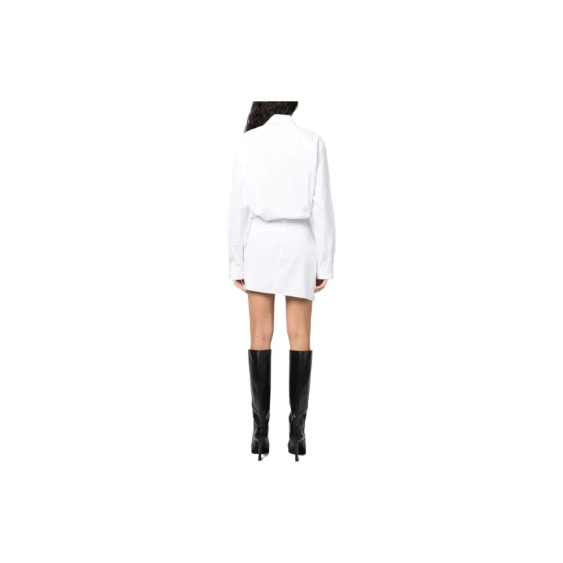 OFF WHITE Long Sleeved Poplin Shirt Dress-2